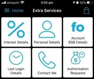Extra Services screen in App
